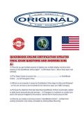 QUICKBOOKS ONLINE CERTIFICATION UPDATED FINAL EXAM QUESTIONS AND ANSWERS SURE
