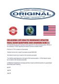 OKLAHOMA LIFE HEALTH INSURANCE UPDATED FINAL EXAM QUESTIONS AND ANSWERS SURE
