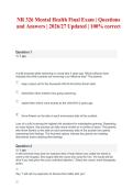 NR 326 Mental Health Final Exam &vert; Questions and Answers &vert; 2026&sol;27 Updated &vert; 100&percnt; correct