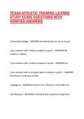 TEXAS ATHLETIC TRAINING LICENSE STUDY GUIDE QUESTIONS WITH VERIFIED ANSWERS&NewLine;