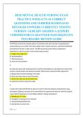 HESI MENTAL HEALTH NURSING EXAM &NewLine;PRACTICE WITH ACTUAL CORRECT &NewLine;QUESTIONS AND VERIFIED RATIONALES &NewLine;DETAILED ANSWERS&vert; CURRENTLY TESTING &NewLine;VERSION &vert; ALREADY GRADED A&plus;&vert;EXPERT &NewLine;VERIFIED FOR GUARANTEED PASS 2026&vert;NCLEX &NewLine;PSYCHIATRIC REVIEW GUIDE 