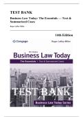 Test Bank &mdash; Business Law Today&colon; The Essentials&comma; Text & Summarized Cases&comma; 14th Edition &lpar;Roger LeRoy Miller&comma; 2025&rpar; &vert; All Chapters 1-25 Covered