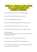 CHEM 101 - EXAM -1 STUDY GUIDE &lpar;CH&period; 1-3&rpar; QUESTIONS WITH CORRECT ANSWERS