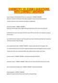 CHEMISTRY 101 EXAM 3 QUESTIONS WITH CORRECT ANSWERS