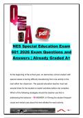 NES Special Education Exam 601 Practice Test &lpar;180&plus; Questions and Answers&rpar; &vert; IDEA&comma; IEP Development&comma; FBA&comma; Autism Spectrum Disorder&comma; Learning Disabilities&comma; Assessment&comma; Behavior Management & Special Education Certification Prep 2026