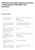 CISSN Exam study guide &vert; Questions and Answers&NewLine;&vert; Verified Solutions &vert; 2026 Edition &vert; Pass&NewLine;Guaranteed