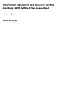 CISSN Exam &vert; Questions and Answers &vert; Verified&NewLine;Solutions &vert; 2026 Edition &vert; Pass Guaranteed