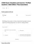 CISSN Exam &vert; Questions and Answers &vert; Verified&NewLine;Solutions &vert; 2026 Edition &vert; Pass Guaranteed
