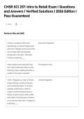 CNSR SCI 257&colon; Intro to Retail Exam &vert; Questions&NewLine;and Answers &vert; Verified Solutions &vert; 2026 Edition &vert;&NewLine;Pass Guaranteed