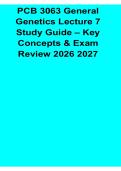 PCB 3063 General Genetics Lecture 7 Study Guide Key Concepts and Exam Review 2026&sol; 2027 with Solution Manual Answers Practice Test Review