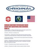 HUMAN ANATOMY PHYSIOLOGY MAIN EXAM TEST QUESTIONS AND ANSWERS SURE 