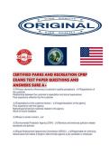 CERTIFIED PARKS AND RECREATION CPRP EXAMS TEST PAPER QUESTIONS AND ANSWERS SURE