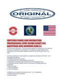CERTIFIED PARKS AND RECREATION PROFESSIONAL CPRP EXAMS SCRIPT ALL QUESTIONS AND ANSWERS SURE A&period;pdf&NewLine;&NewLine;