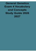 General Genetics Exam 4 Vocabulary and Concepts Study Guide 2026&sol; 2027 with Solution Manual Answers Practice Test Review