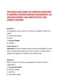 PHR EXAM STUDY GUIDE&colon; 387 ESSENTIAL QUESTIONS & ANSWERS COVERING BUSINESS MANAGEMENT&comma; HR&comma; AND EMPLOYMENT LAW COMPLETE WITH 100&percnt; CORRECT ANSWERS