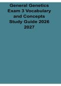 General Genetics Exam 3 Vocabulary and Concepts Study Guide 2026&sol; 2027 with Solution Manual Answers Practice Test Review