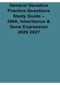 General Genetics Practice Questions Study Guide DNA Inheritance and Gene Expression 2026&sol; 2027 with Solution Manual Answers Practice Test Review
