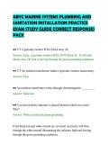 ABYC MARINE SYSTEMS PLUMBING AND &NewLine;SANITATION INSTALLATION PRACTICE &NewLine;EXAM STUDY GUIDE CORRECT RESPONSES &NewLine;PACK