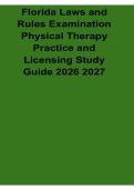 Florida Laws and Rules Examination Physical Therapy Practice and Licensing Study Guide 2026&sol; 2027 with Solution Manual Answers Practice Test Review