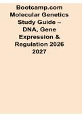 Bootcamp&period;com Molecular Genetics Study Guide DNA Gene Expression and Regulation 2026&sol; 2027 with Solution Manual Answers Practice Test Review
