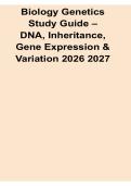 Biology Genetics Study Guide DNA Inheritance Gene Expression and Variation 2026&sol; 2027 with Solution Manual Answers Practice Test Review