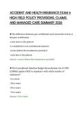 ACCIDENT AND HEALTH INSURANCE EXAM 6 &NewLine;HIGH-YIELD POLICY PROVISIONS&comma; CLAIMS&comma; &NewLine;AND MANAGED CARE SUMMARY 2026 