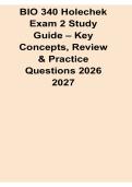 BIO 340 Holechek Exam 2 Study Guide Key Concepts Review and Practice Questions 2026&sol; 2027 with Solution Manual Answers Practice Test Review