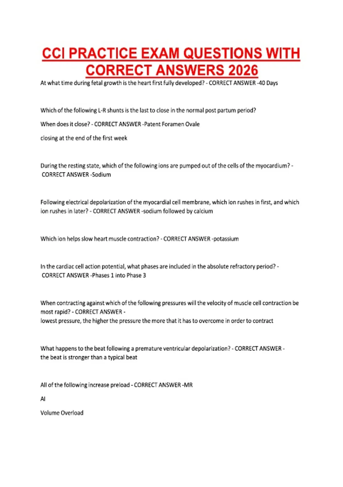 CCI PRACTICE EXAM QUESTIONS WITH CORRECT ANSWERS 2026 - Cci. - Stuvia US