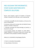 NSG 130 EXAM TWO INFORMATICS STUDY GUIDE QUESTIONS WITH COMPLETE SOLUTIONS