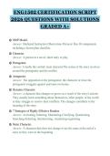 ENG1502 CERTIFICATION SCRIPT&NewLine;2026 QUESTIONS WITH SOLUTIONS&NewLine;GRADED A&plus;