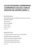 ACCUPLACER READING COMPREHENSION &NewLine;COMPREHENSIVE EXAM 2026 COMPLETE &NewLine;QUESTIONS AND ANSWERS GRADED A&plus;