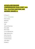 ACCUPLACER READING &NewLine;COMPREHENSION COMPREHENSIVE TEST &NewLine;PAPER 2026 UPDATED QUESTIONS WITH &NewLine;ANSWERS GRADED A&plus;