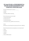 NU-606 Exam &num;1 PowerPoint & Study Guide Questions and Verified Answers 2026 &ndash; Comprehensive Nursing Exam Review Material