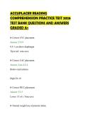 ACCUPLACER READING &NewLine;COMPREHENSION OBJECTIVE ASSESSMENT &NewLine;PAPER 2026 COMPLETE QUESTIONS AND &NewLine;VERIFIED ANSWERS GRADED A&plus; 