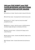 ENG1502 TEST SCRIPT 2026 TEST&NewLine;PAPER QUESTIONS AND SOLUTIONS&NewLine;CERTIFICATION REVIEW GRADED&NewLine;A&plus;