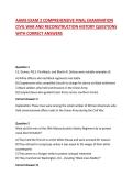 AAMS EXAM 2 COMPREHENSIVE FINAL EXAMINATION CIVIL WAR AND RECONSTRUCTION HISTORY QUESTIONS WITH CORRECT ANSWERS