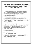 Maternal Newborn Exam 2026-2027 &ndash; Graded A&plus; Questions & Answers&NewLine;&NewLine;