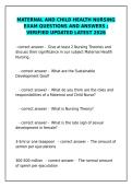 Maternal and Child Health Nursing Exam 2026 &ndash; Verified Q&A&NewLine;&NewLine;