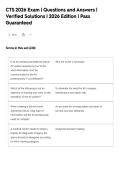 CTS 2026 Exam &vert; Questions and Answers &vert;&NewLine;Verified Solutions &vert; 2026 Edition &vert; Pass&NewLine;Guaranteed