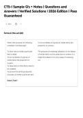 CTS-I Sample Q's &plus; Notes &vert; Questions and&NewLine;Answers &vert; Verified Solutions &vert; 2026 Edition &vert; Pass&NewLine;Guaranteed