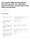 CTS &colon; Controlled Flight into Terrain Avoidance&NewLine;&lpar;CFIT&comma; TAWS&comma; and ALAR&rpar; - FW - &lpar;NEW&rpar; Exam &vert;&NewLine;Questions and Answers &vert; Verified Solutions &vert; 2026&NewLine;Edition &vert; Pass Guaranteed