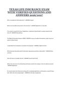 Texas Life Insurance Exam 2026&sol;2027 &ndash; Verified Questions and Answers &ndash; Complete Exam Preparation Guide