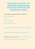 NSG 223 Exam 3 &lpar;Latest 2026 &sol; 2027 Update&rpar; Medical-Surgical Nursing II Questions and Verified Answers 100&percnt; Correct &lbrace;Grade A&rcub; - Herzing&NewLine;&NewLine;&NewLine;&NewLine;