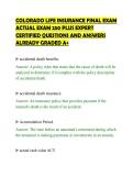 COLORADO LIFE INSURANCE FINAL EXAM&NewLine;ACTUAL EXAM 250 PLUS EXPERT&NewLine;CERTIFIED QUESTIONS AND ANSWERS&NewLine;ALREADY GRADED A&plus;