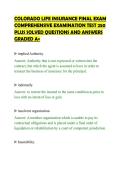COLORADO LIFE INSURANCE FINAL EXAM&NewLine;COMPREHENSIVE EXAMINATION TEST 250&NewLine;PLUS SOLVED QUESTIONS AND ANSWERS&NewLine;GRADED A&plus;