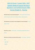 NSG 223 Exam 1 &lpar;Latest 2026 &sol; 2027 Update&rpar; Medical-Surgical Nursing II Questions and Verified Answers 100&percnt; Correct &lbrace;Grade A&rcub; - Herzing&NewLine;&NewLine;