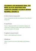 COLORADO LIFE INSURANCE FINAL TEST&NewLine;BANK 250 PLUS QUESTIONS WITH&NewLine;COMPLETE ANSWERS ACCURATE REVIEW&NewLine;MATERIAL GRADED A&plus;