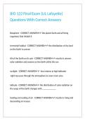 BIO 122 Final Exam &lpar;UL Lafayette&rpar; Questions With Correct Answers