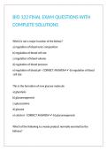 BIO 122 FINAL EXAM QUESTIONS WITH COMPLETE SOLUTIONS 