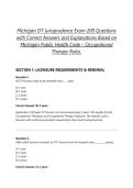 Michigan OT Jurisprudence Exam 200 Questions with Correct Answers and Explanations Based on Michigan Public Health Code &ndash; Occupational Therapy Rules&period;